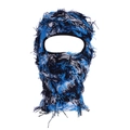 Gestrickte Balaclava-Maske im Camouflage-Stil mit Fransen und komplettem Gesichtsschutz - Camo Blau