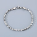 Bracelet torsadé en acier inoxydable argenté avec fermoir mousqueton pour homme - Largeur 4mm/Longueur 18cm / Couleur Acier