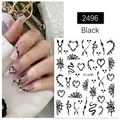 Detail of Halloween nail stickers with black spider, heart, and web patterns for nail art - Spider Nail Sticker 2496 Black