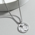Stainless steel hollow soccer pendant necklace with box chain for sports style - Silver