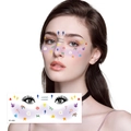 Waterproof face tattoo stickers featuring colorful heart and star patterns, model FF-035 - Multi-color Mixed Floral Style (FF-035)