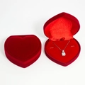 Romantic heart-shaped red velvet jewelry box featuring a silver rhinestone necklace display - Red / 8*9 Heart Pendant Box / Red