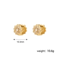 18K gold plated stainless steel floral earrings with zircon stones and 15.3mm diameter - Flower Shape (STE2445-GO)