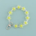 Yellow flower candy-colored keychain with transparent beads and silver metal clasp - Yellow and Clear Flower Style (B340-2)