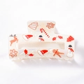 Pearlescent white hair claw clip with colorful reindeer and snowman Christmas patterns - Snowman (Small) (D19-4-9)