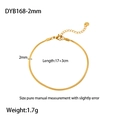 Detailed view of 2mm 18K gold plated stainless steel flat snake chain bracelet with specs - 2mm Wide Snake Bangle (DYB168-2mm)
