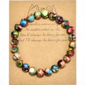 Bracciale bohémien con perline in pietra imperiale multicolore su carta kraft - Pezzo Singolo / Con Biglietto / Diaspro Multicolore