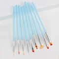 Set di 9 pennelli professionali per nail art con manici blu per dettagli di precisione - Set da 9 pezzi / Blu Aurora (Set da 9)