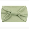 Elastic yoga headband in light green color with a stylish central knot design - Apple Green