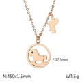 Collar de oro rosa con colgante de caballo balancín y perro, diseño hueco de 450 mm - Oro Rosa (KN197104-KFC)