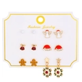Detailed view of 6-pair Christmas stud earrings set featuring snowflake and reindeer designs - Snowflake and Gingerbread Man Style (G-411)
