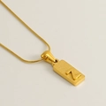 Gold stainless steel rectangle pendant with sandblasted texture and 3D letter Z charm - Letter Z