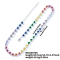 Collana arcobaleno regolabile con zirconi a forma di cuore colorati e placcatura in oro - Cuore Arcobaleno (Base Argento) (N00286YDC)