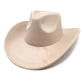 Dettaglio delle cuciture fini sulla tesa curva di questo cappello da cowboy beige - M (56-58cm) / Beige