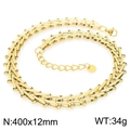 12mm golden stainless steel woven tube chain necklace with adjustable extender - Gold Style(KN295005-ZCG)