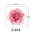 3D pink rose flower tattoo sticker S-014 model with 60mm by 60mm dimensions - Blooming Pink Rose Style (S-014)