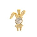 Golden rabbit pendant with large cubic zirconia stone and sparkling micro-inlays - Rabbit