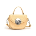 Mini cream yellow saddle crossbody bag for kids featuring a textured silver buckle - Yellow