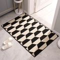 Tappetino d'ingresso geometrico minimalista con motivo 3D in bianco e nero - 50x80cm / Stile Vera (Blocchi Geometrici 3D)