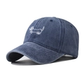 Gorra de béisbol de algodón lavado azul marino con bordado de perro salchicha - Ajustable / Azul marino