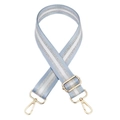 Correa ajustable para bolso con rayas brillantes azul claro y plata y ganchos dorados - Azul claro