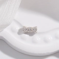 Macro di perla a fiocco in argento con zirconi per creazioni di gioielli DIY - Piccolo: 3,2*7,2 mm / Argento