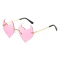 Occhiali da sole senza montatura a cuore rosa con corna da diavolo e oro C4 - Oro Rosa