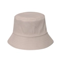 Detail shot of multi-row reinforced stitching on the brim of a beige cotton bucket hat - 58cm / Khaki