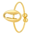 Golden sea shell open toe ring with polished finish and side bead accents - Shell / Diameter 2.5