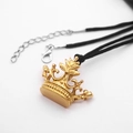 Punk style golden crown pendant necklace with black cord for men and women - Style B Gold / 60cm Black Cord
