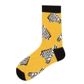Street style mid-calf cotton socks in yellow with zebra pattern and black details - 17 (Zebra Head)