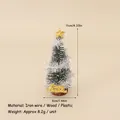 Miniature Christmas tree desk ornament with star topper and Merry Christmas base - No.62 - 11cm Mini Tree with Silver Decor