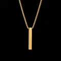 Minimalist gold bar pendant necklace with polished rectangular pillar on thin chain - Gold (Round Pearl Chain)