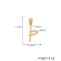 18k gold plated copper letter P pendant with micro-set zircons and 3.8cm height - Letter P