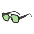 Irregular double bridge sunglasses with black frames and green transparent lenses - Black Frame Green Lens C8