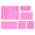 6er-Set rosa Silikonformen mit Vintage-Barock-Reliefmustern für Kuchendekorationen - Rosa 6-teiliges Set / Rosa