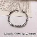 Men's hip-hop 6mm silver box chain bracelet made of durable stainless steel - 6mm / Square Pearl Chain