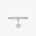 Elegant S925 sterling silver beaded ring featuring a sparkling moissanite star pendant - US Size 5 / Silver