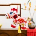 Colgante mascota de caballo de peluche con estilo tradicional chino de papel cortado - Caballo de Papel Cortado de Dos Patas-Blanco