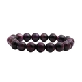 Deep purple tiger eye stone beaded bracelet with 10mm round beads on a white background - 10mm / Purple