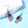 USA flag flip-flop earrings with red white blue enamel and rhinestones on stone - Slipper Earrings