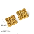Pendientes texturizados de acero inoxidable chapado en oro de 18k para mujer 26mm - Estilo Retorcido Dorado (TE6922-G)