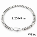 5mm zilveren Cubaanse schakelarmband voor heren en dames, lengte 200mm - Stijl B-5mm-200mm(KB165909-ZZ)