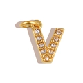 Detailed view of a gold-plated letter V pendant paved with sparkling zircons - Letter V / Gold