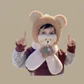 Brown knit bear ear hat and matching face mask set for toddlers' winter warmth - 2 Years-6 Years / Little Bear 3-Piece Set Beige