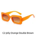 Retro square jelly orange sunglasses with double tea gradient lenses for women and men - Jelly Orange Frame Tea Lenses