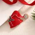 Classic red enamel Christmas hat brooch with gold trim and sparkling rhinestones - BR0037-Christmas Hat
