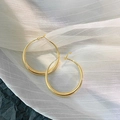Polished hollow tube hoop earrings in brilliant gold finish with minimalist geometric design - Silver Earring Post Large Hoop (23#) / Bright Gold
