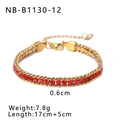 18K gold-plated triple-layer snake chain bracelet with red zircon inlay - Gold Red Zirconia Style (NB-B1130-12)