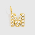 Golden letter M pendant with pearl inlay for DIY stainless steel jewelry making - Gold-M